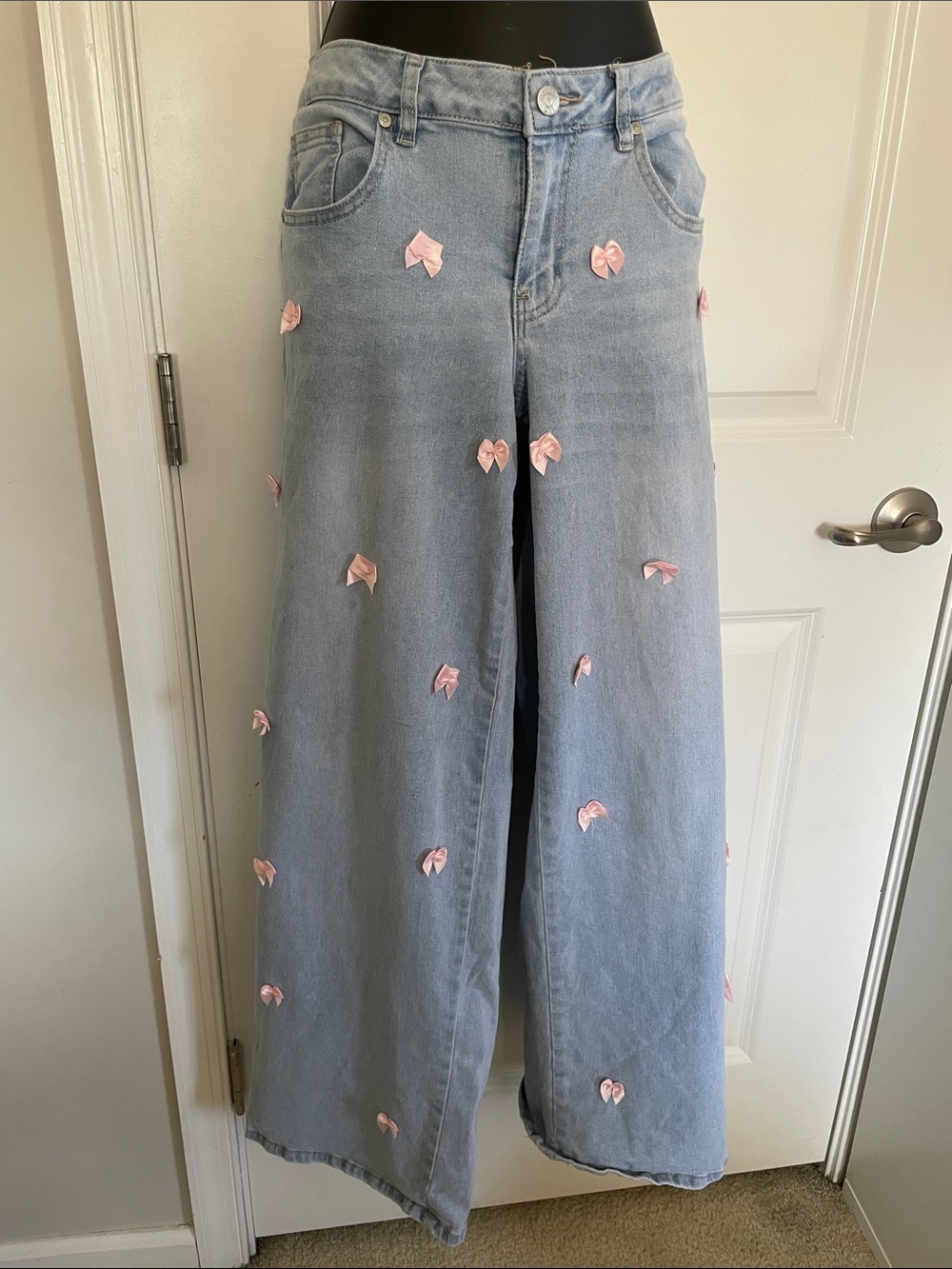 Madden Girl Wideleg Jeans with Pink Bow Accents
